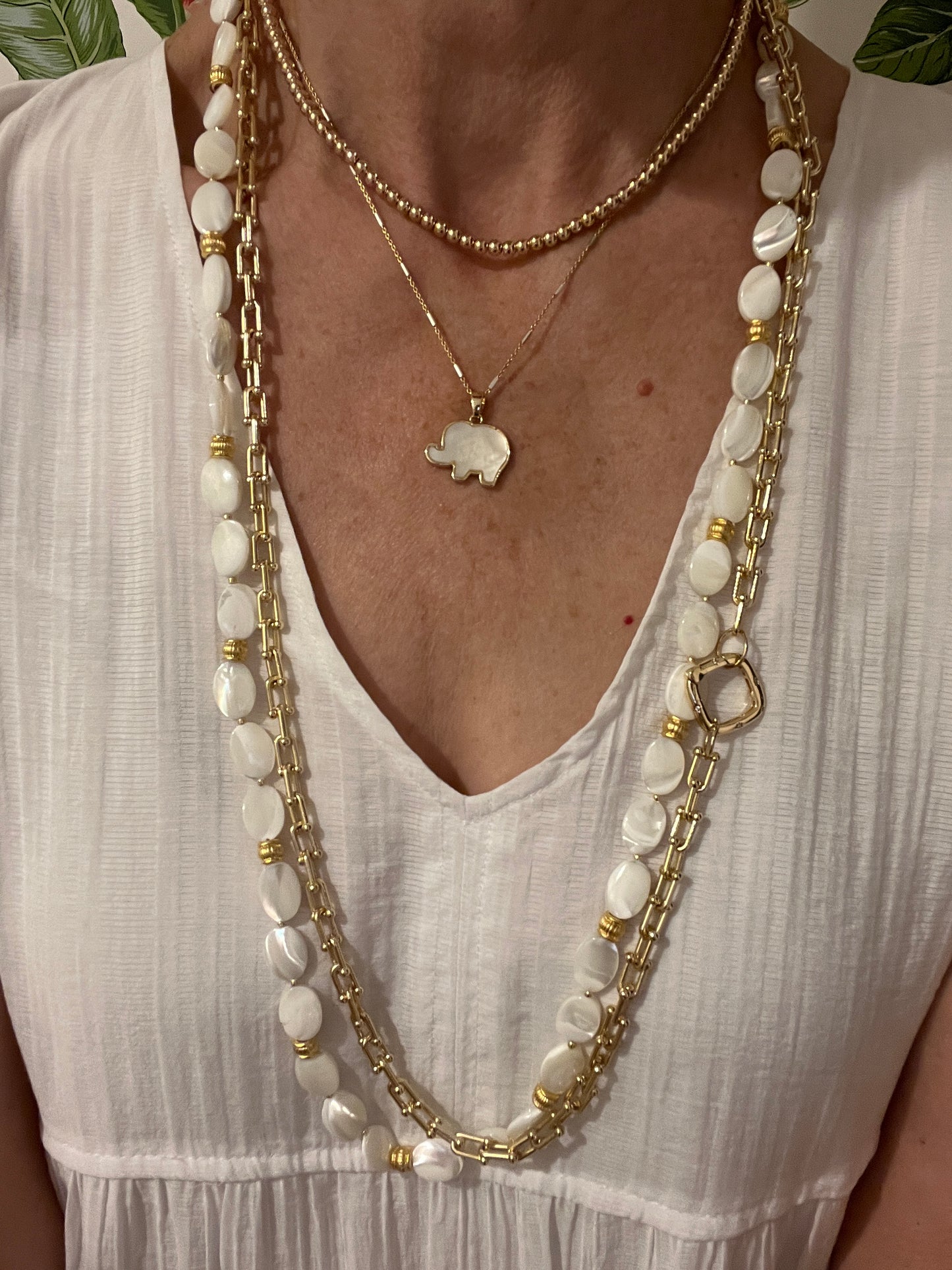Mother of Pearl Elephant Necklace
