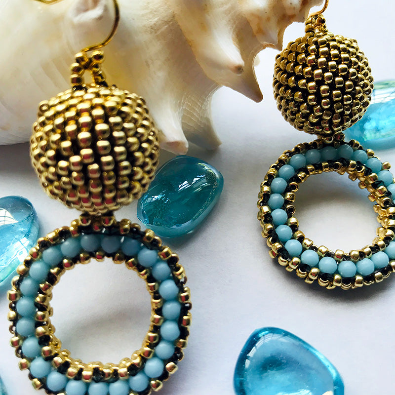 Black Gold Bead Earrings