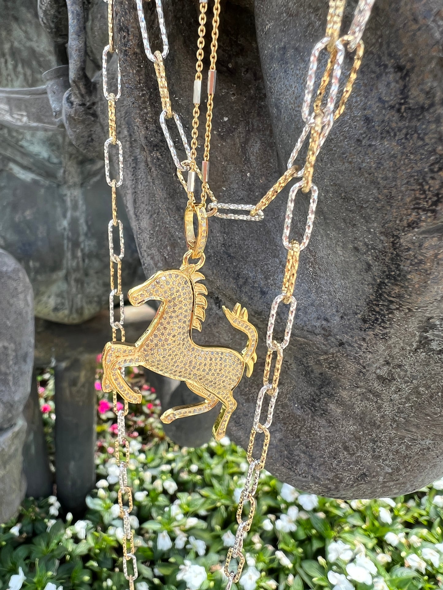 Diamond Gold Horse Necklace