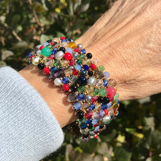 Colorful Hand Beaded Crystal Bracelet