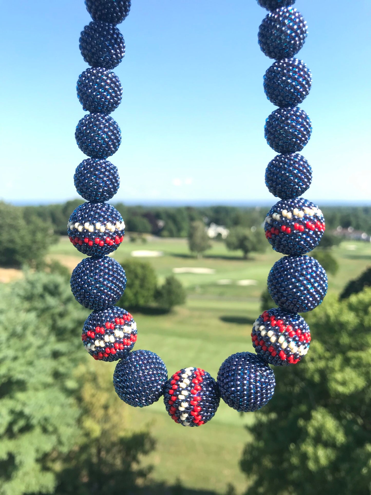 Red White Blue Bead Necklace