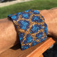 Leopard Hand Beaded Cuff Bracelet