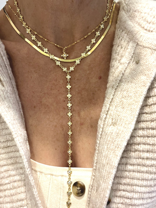 Y Gold Fill CZ Chain Necklace