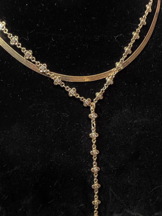 Y Gold Fill CZ Chain Necklace