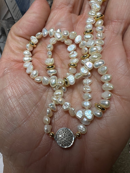 Diamond and Pearl Necklace