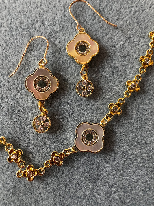 Pearl CZ Flower Earring