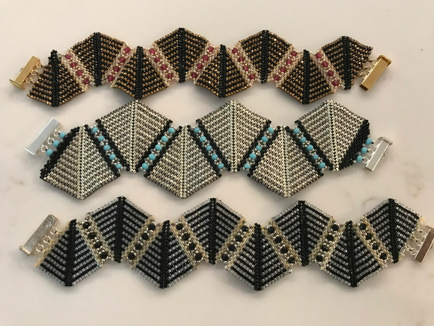 Geometric Hand Beaded Bracelets