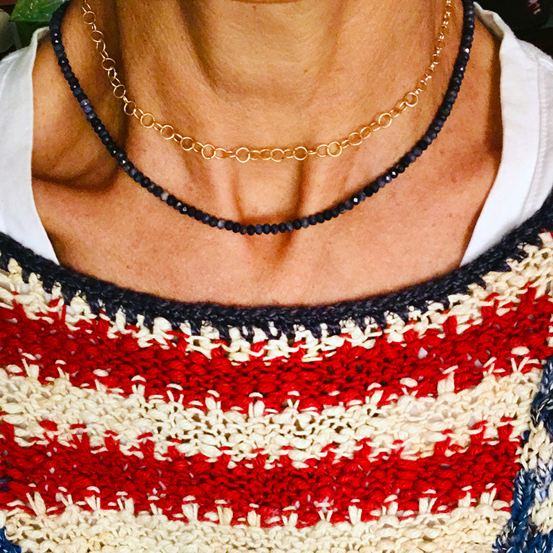 Sapphire Hand Beaded Necklace