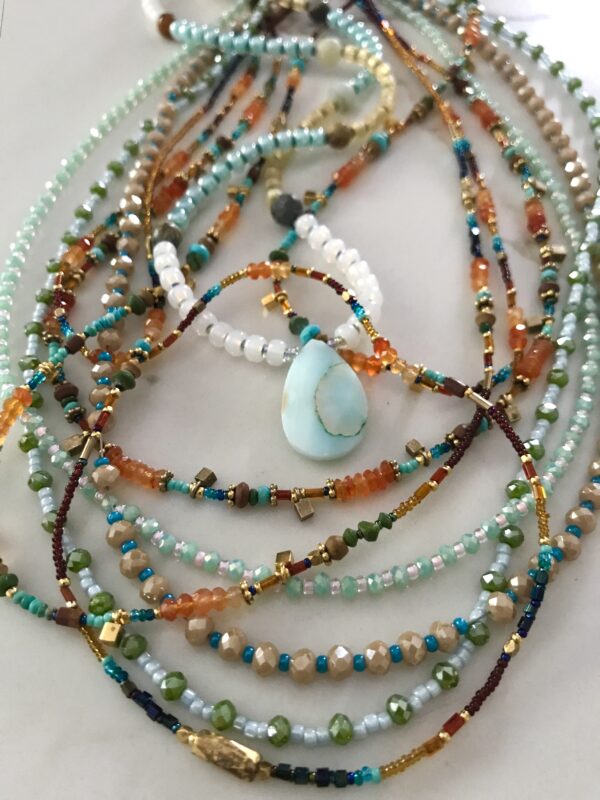 Opal Pendant Beaded Necklace