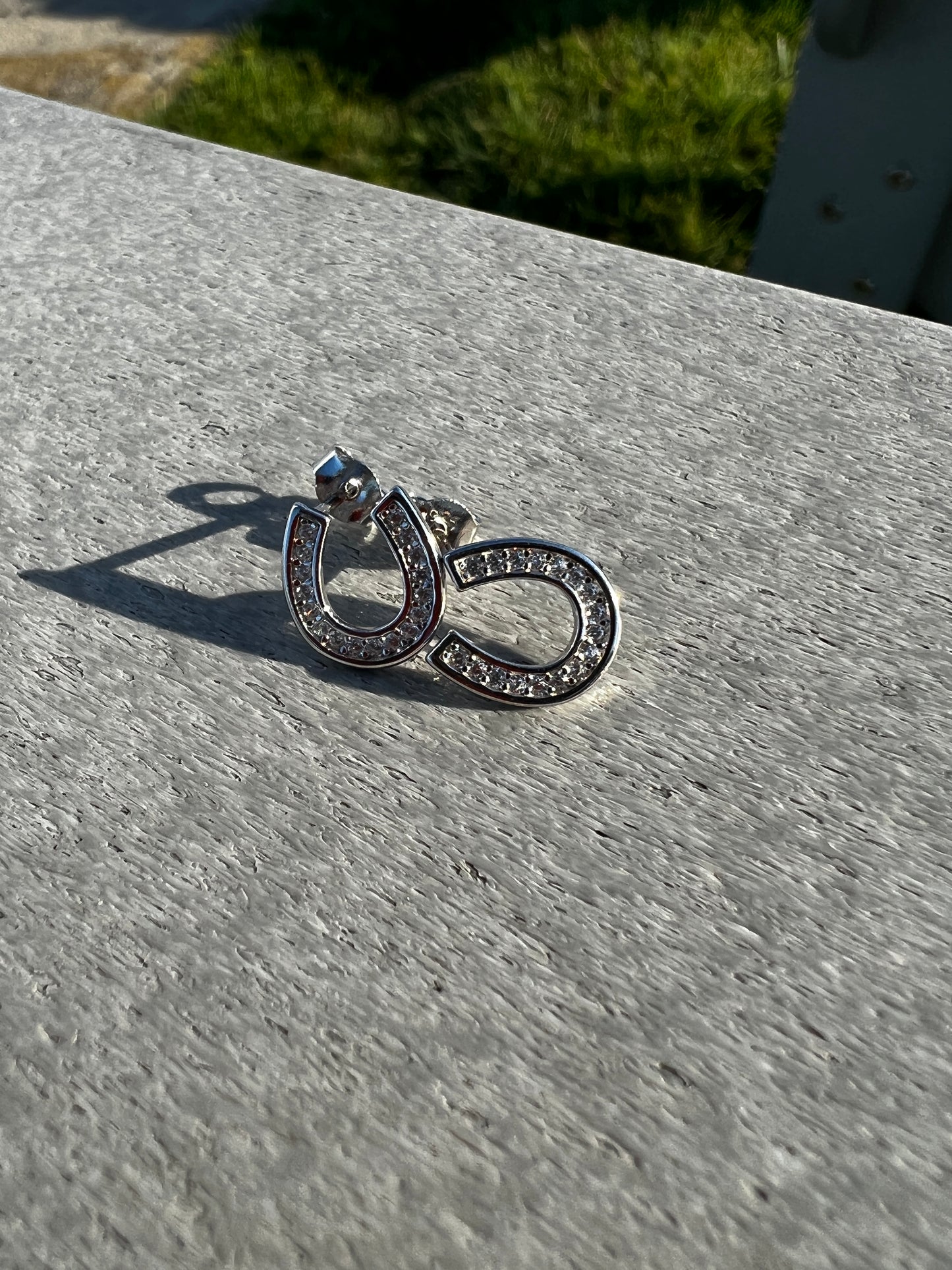 Horse Shoe CZ Earrings