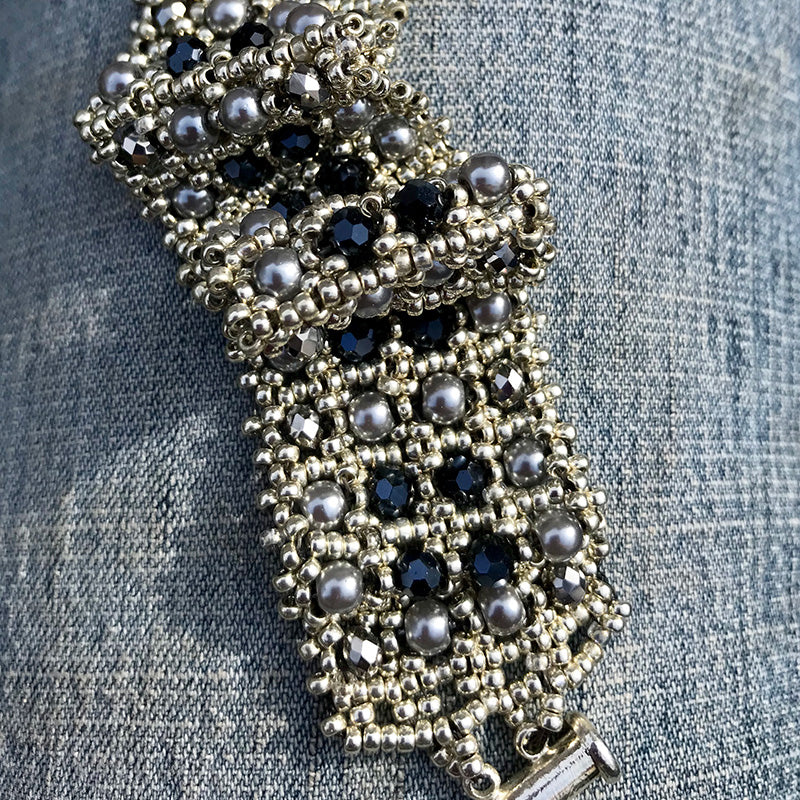 Blue Crystal Hand Beaded Bracelet