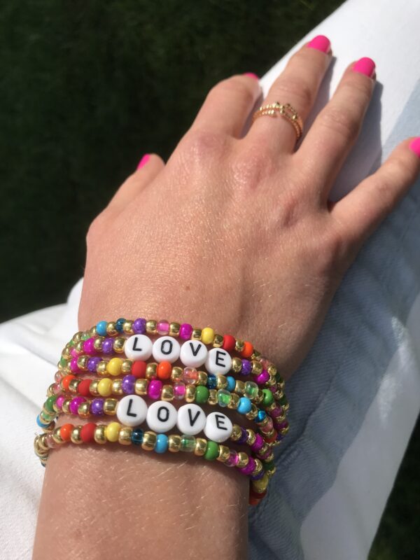 Word Rainbow Bead Bracelets