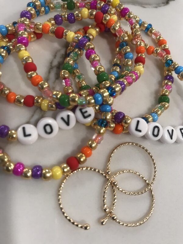 Word Rainbow Bead Bracelets
